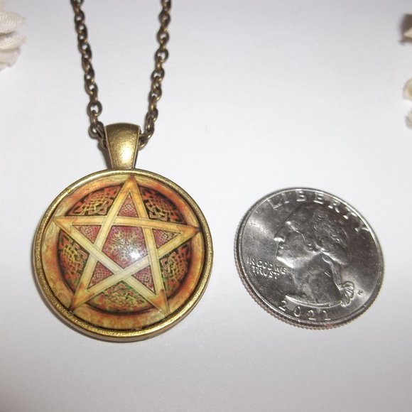 Pentagram Necklace Unisex Style Bronze Brown Costume Jewelry Charm Pendant C556 - Picture 2 of 7